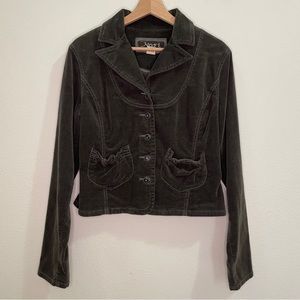 Vintage Macy’s Nori Cropped Fitted Waist Corduroy Jacket -  Olive Gray